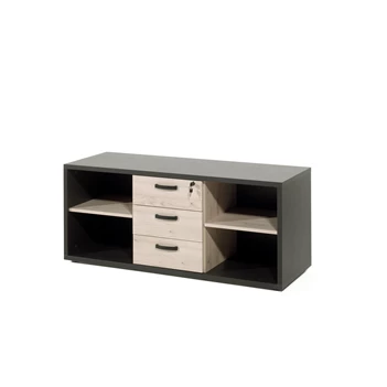 Neyt Lage kast Capo 4 vakken/3 laden Zwart/Kastanje