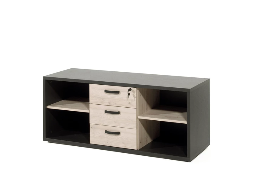 Neyt Lage kast Capo 4 vakken/3 laden Zwart/Kastanje