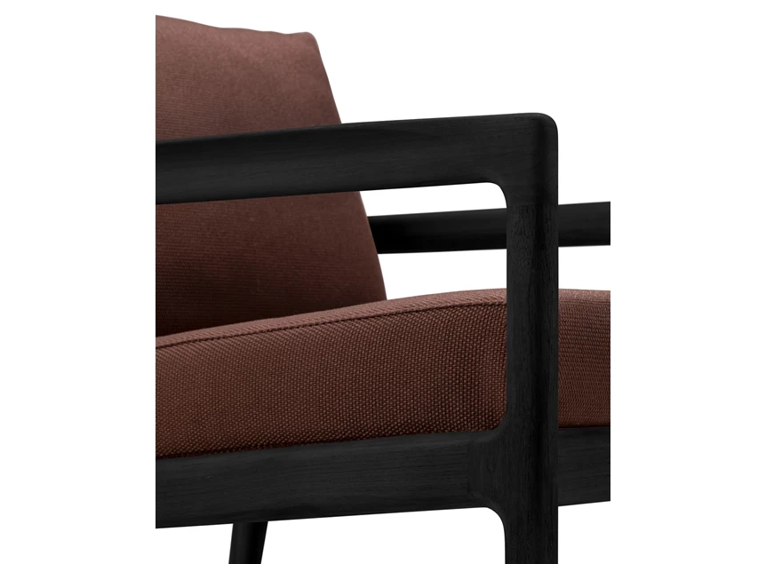Armleuning Bijzetzetel Teak Jack Black Lounge Chair Burgundy fabric 10432 Ethnicraft