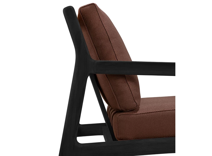 Frame Bijzetzetel Teak Jack Black Lounge Chair Burgundy fabric 10432 Ethnicraft