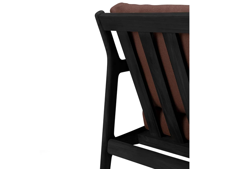 Rug Bijzetzetel Teak Jack Black Lounge Chair Burgundy fabric 10432 Ethnicraft