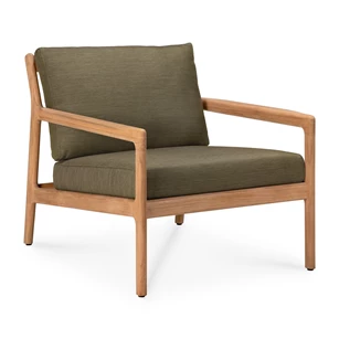 Bijzetzetel Teak Jack Lounge Chair Green fabric 10431 Ethnicraft