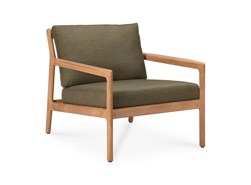 Bijzetzetel Teak Jack Lounge Chair Green fabric 10431 Ethnicraft