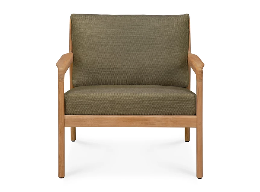 Front Bijzetzetel Teak Jack Lounge Chair Green fabric 10431 Ethnicraft