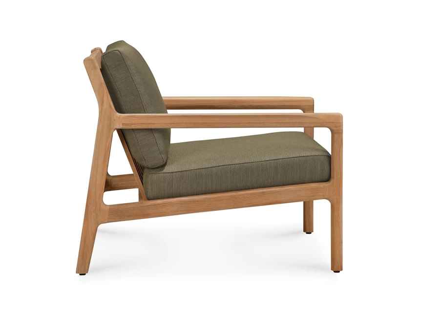 Zijkant Bijzetzetel Teak Jack Lounge Chair Green fabric 10431 Ethnicraft