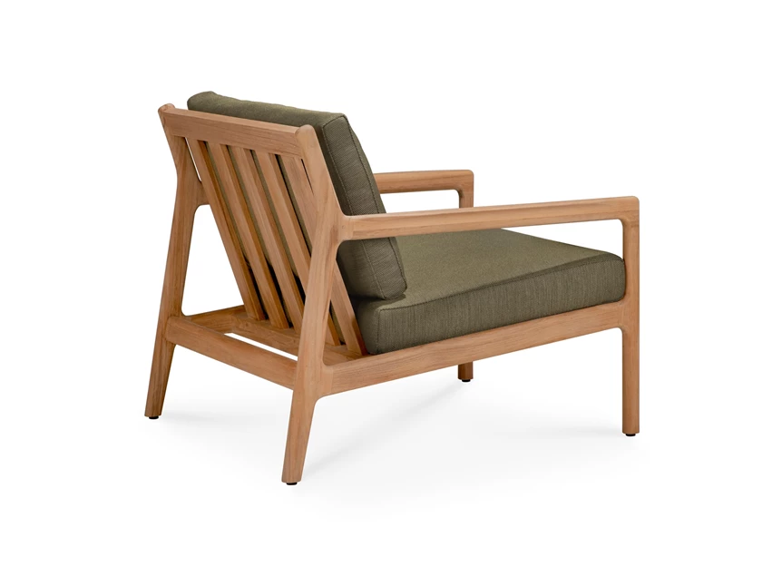 Achterkant Bijzetzetel Teak Jack Lounge Chair Green fabric 10431 Ethnicraft