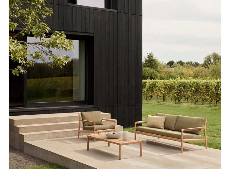 Sfeerfoto Bijzetzetel Teak Jack Lounge Chair Green fabric 10431 Ethnicraft