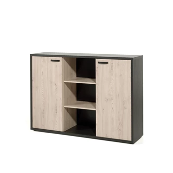 Neyt Bureaukast G Lage kast 2 dueren/3 vakken Zwart/Kastanje