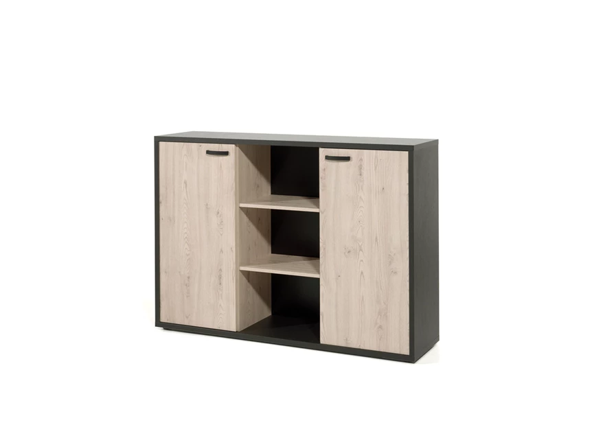 Neyt Bureaukast G Lage kast 2 dueren/3 vakken Zwart/Kastanje