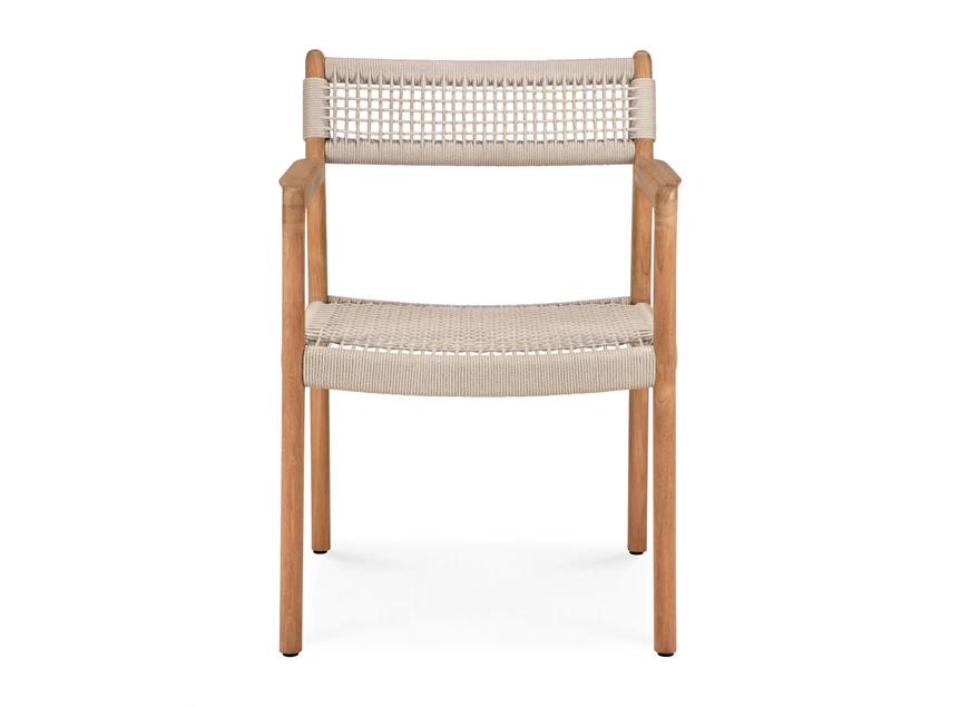 Front Tuinstoel Teak Jack Woven Outdoor Dining Chair Beige Cord 10224 Ethnicraft