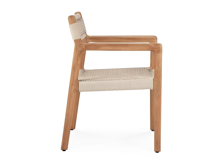 Zijkant Tuinstoel Teak Jack Woven Outdoor Dining Chair Beige Cord 10224 Ethnicraft