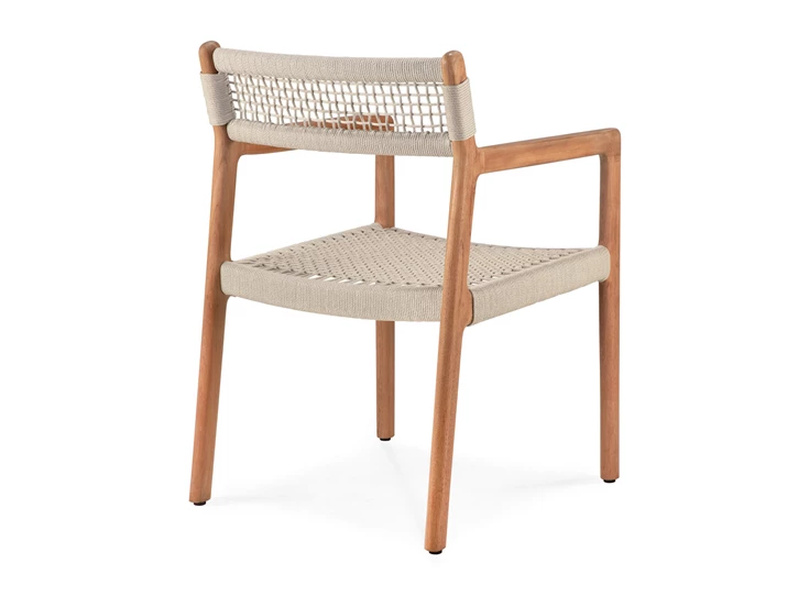 Achterkant Tuinstoel Teak Jack Woven Outdoor Dining Chair Beige Cord 10224 Ethnicraft
