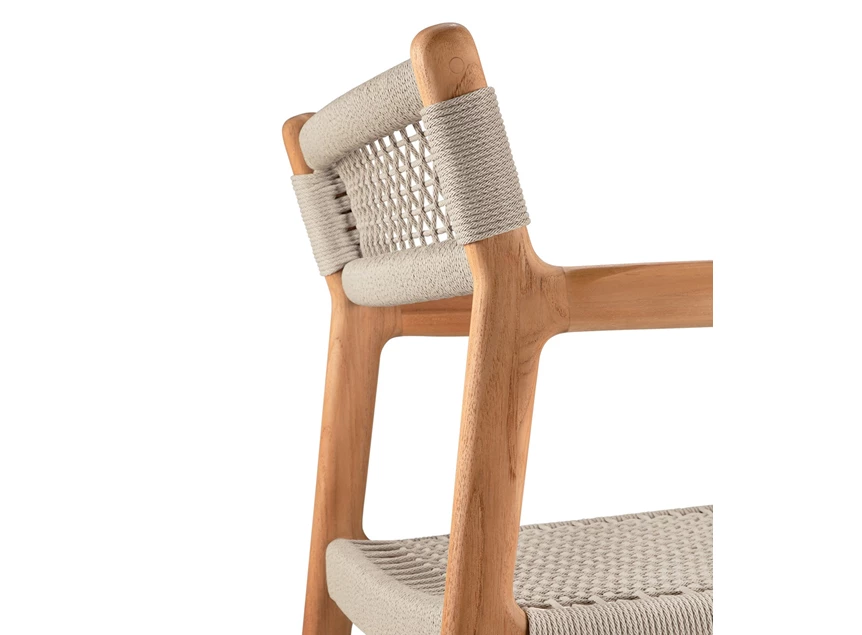 Zijde Tuinstoel Teak Jack Woven Outdoor Dining Chair Beige Cord 10224 Ethnicraft