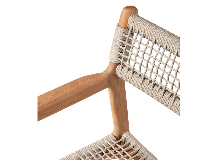 Bovenkant Tuinstoel Teak Jack Woven Outdoor Dining Chair Beige Cord 10224 Ethnicraft
