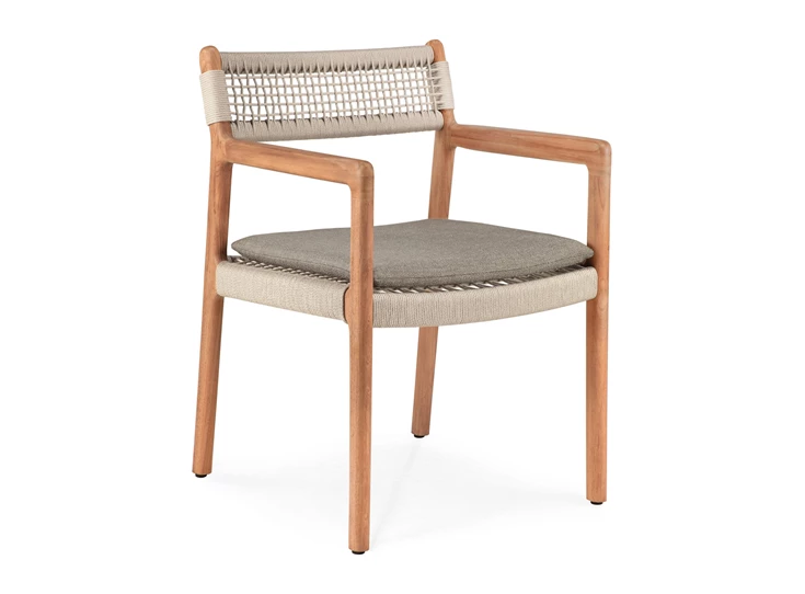 Tuinstoel Teak Jack Woven Outdoor Dining Chair Beige Cord Silt fabric 10340 Ethnicraft