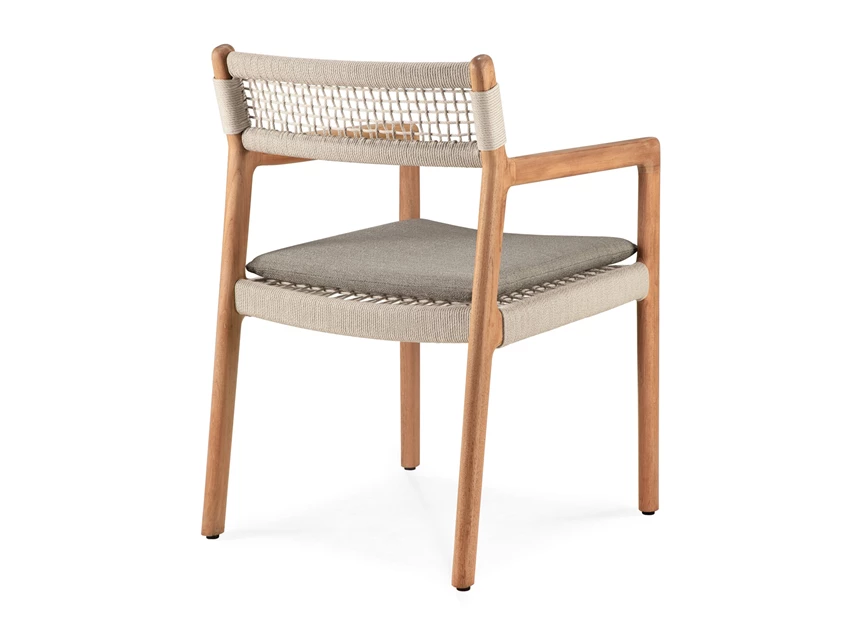 Achterkant Tuinstoel Teak Jack Woven Outdoor Dining Chair Beige Cord Silt fabric 10340 Ethnicraft