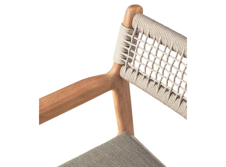 Bovenkant Tuinstoel Teak Jack Woven Outdoor Dining Chair Beige Cord Silt fabric 10340 Ethnicraft