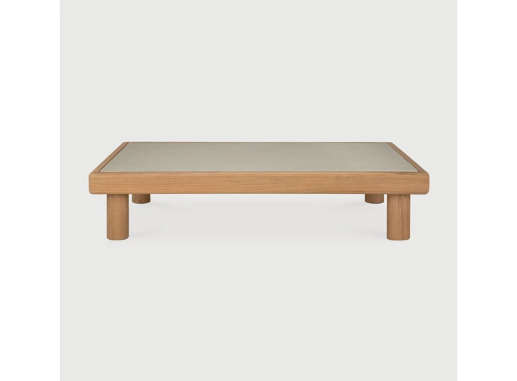 Front Salontafel Teak Monocle Outdoor Coffee Table Concrete Light Grey 10410 Ethicraft