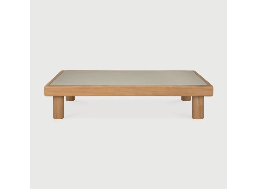 Front Salontafel Teak Monocle Outdoor Coffee Table Concrete Light Grey 10410 Ethicraft