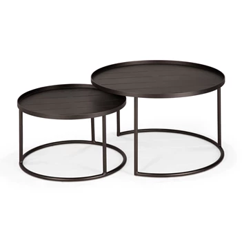 Front Salontafel Outdoor Tray Coffee Table Set Round S/L Dark Bronze 30009 Ethnicraft