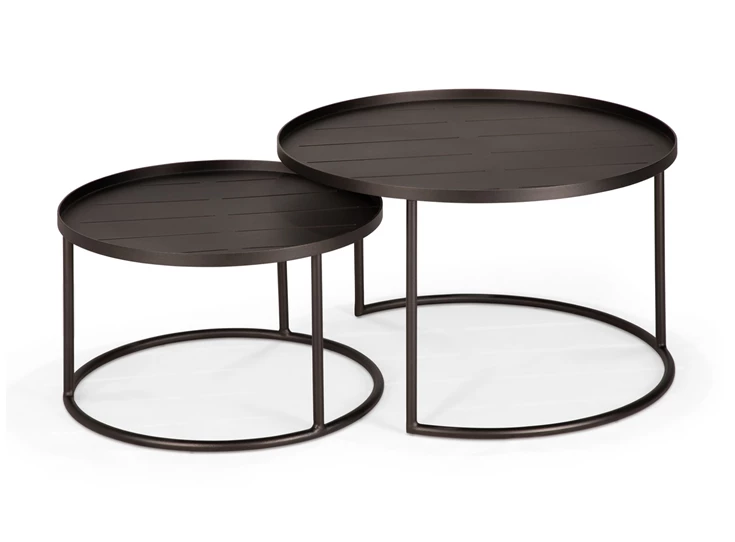 Front Salontafel Outdoor Tray Coffee Table Set Round S/L Dark Bronze 30009 Ethnicraft