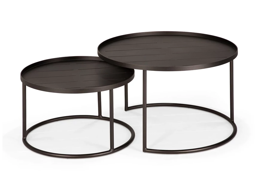 Front Salontafel Outdoor Tray Coffee Table Set Round S/L Dark Bronze 30009 Ethnicraft