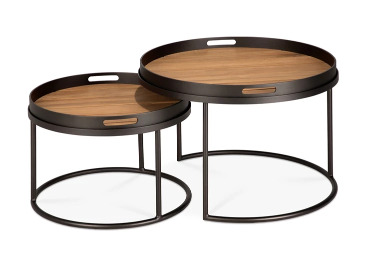 Met dienbladen Salontafel Outdoor Tray Coffee Table Set Round S/L Dark Bronze 30009 Ethnicraft