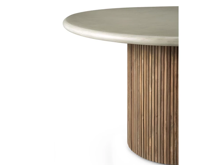 Bladrand Tuintafel Teak Roller Max Outdoor Dining Table Concrete Light Grey 11215 Ethnicraft