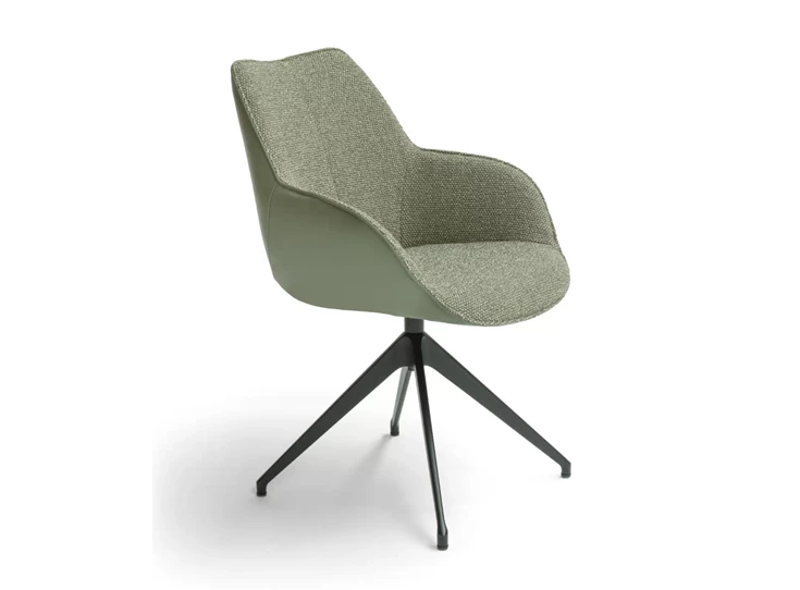 Armstoel Kiq 24 stervoet combi leder stof groen Bree's New World