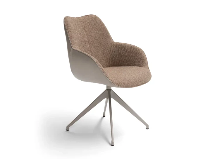 Armstoel Kiq 24 stervoet combi leder stof taupe Bree's New World