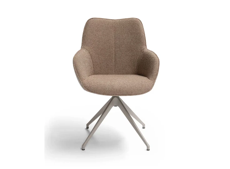 Front Armstoel Kiq 24 stervoet combi leder stof taupe Bree's New World