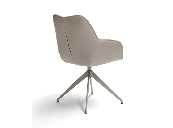 Achterkant Armstoel Kiq 24 stervoet combi leder stof taupe Bree's New World