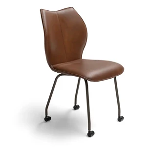 Stoel Kiq 4 poot op wielen leder cognac Bree's New World