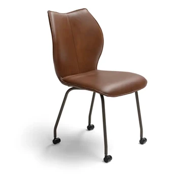 Stoel Kiq 4 poot op wielen leder cognac Bree's New World
