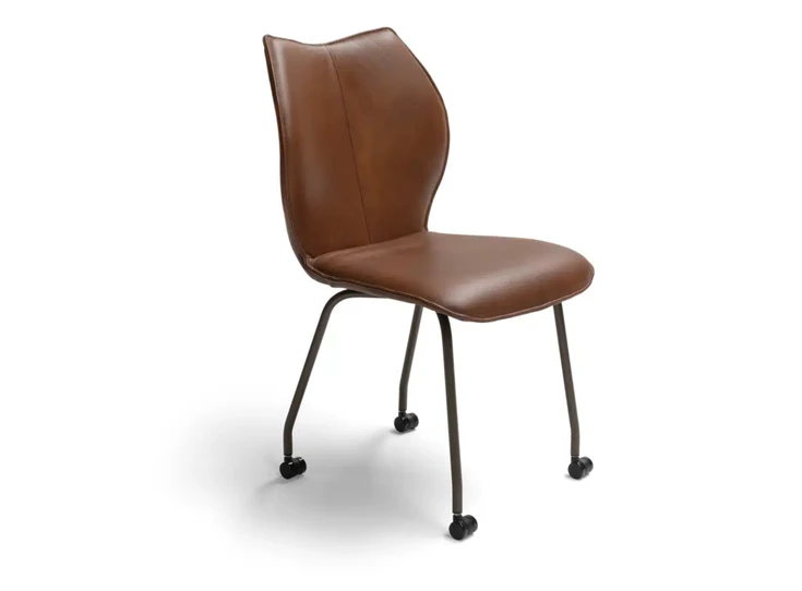 Stoel Kiq 4 poot op wielen leder cognac Bree's New World