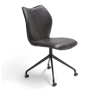 Stoel Kiq Stervoet op wielen leder zwart Bree's New World