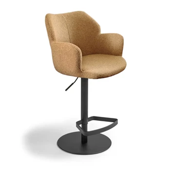 Barstoel Toby V verstelbaar met armleuningen stof oker Bree's New World