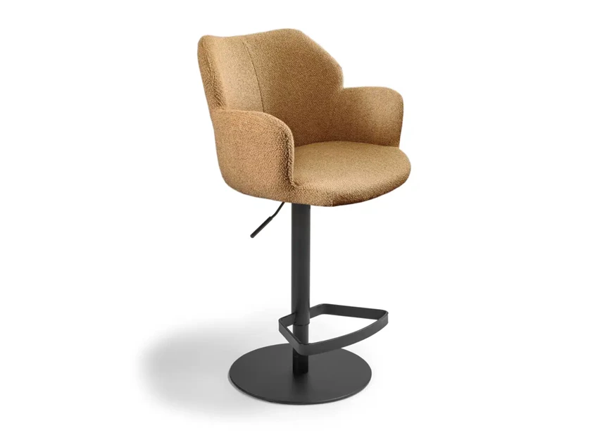 Barstoel Toby V verstelbaar met armleuningen stof oker Bree's New World