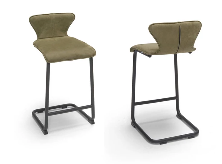 Barstoel Luna Medium leder olijfgroen Bree's New World