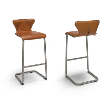 Barstoel Luna Hoog leder cognac Bree's New World