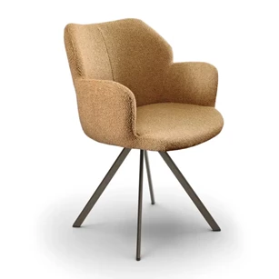 Armstoel Toby stof oker metalen poot brons Bree's New World