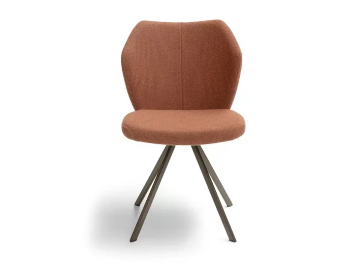 Front Stoel Toby stof terracotta metalen poot brons Bree's New World