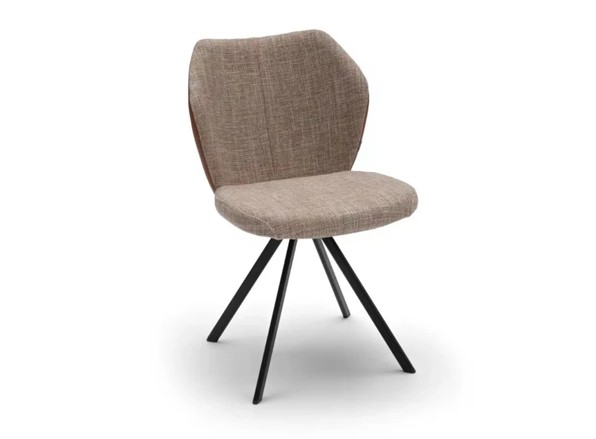 Stoel Toby combinatie stof taupe leder cognac metalen poot Bree's New World