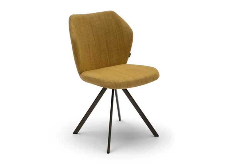 Stoel Toby stof mosterd geel metalen poot zwart Bree's New World