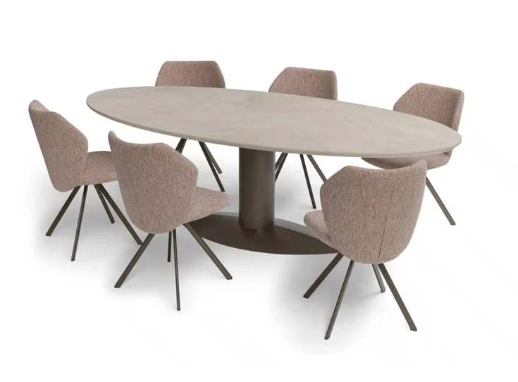 Aan eettafel Stoel Toby stof greige metalen poot brons Bree's New World