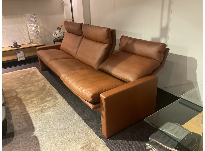 Verstelbare rugleuning Salon Manhattan relax 3-zit leder tabak cognac Erpo