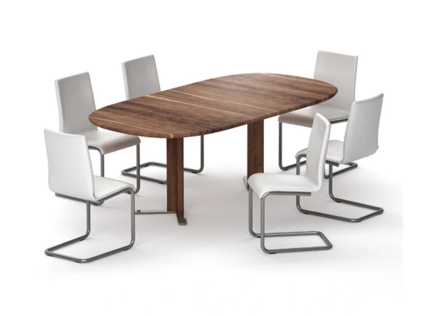 Met stoelen Verlengbare eettafel Cima stompovaal massief hout Amerikaans noot Willisau