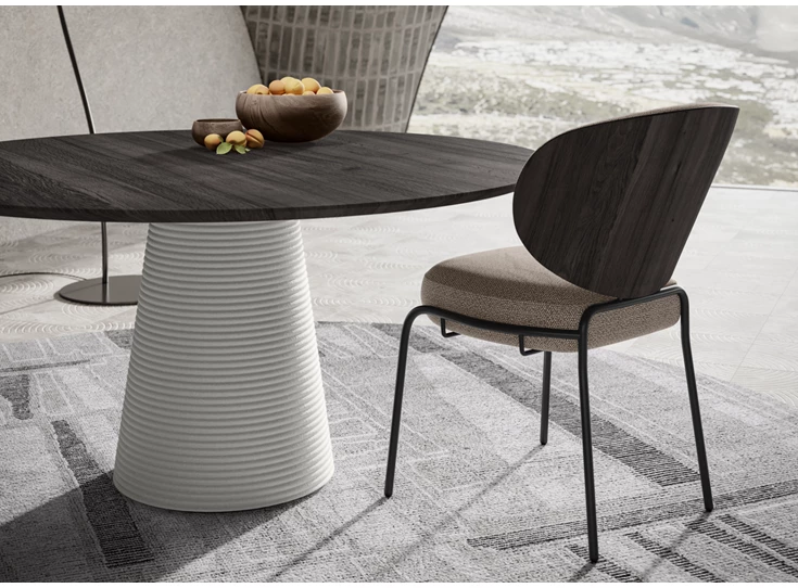 Onderstel 3d-print Eettafel Coral rond massief hout eik grijsbruin Willisau Edition