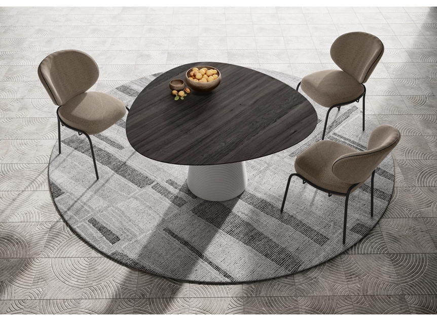 Eettafel Coral kiezelvorm massief hout eik grijsbruin Willisau Edition