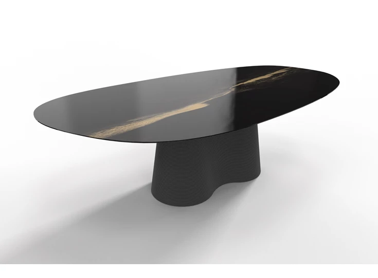 Eettafel Coral niervorm blad MVi glas Moon Willisau Edition